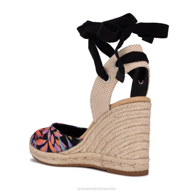 Nine West sandalias con cuña y alpargatas cruzadas en el tobillo 2Z2T844 tropical negro Nine West cartera negra