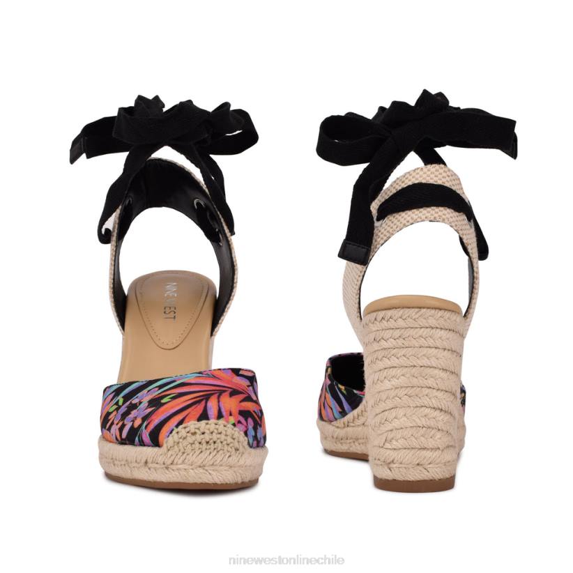 Nine West sandalias con cuña y alpargatas cruzadas en el tobillo 2Z2T844 tropical negro Nine West cartera negra