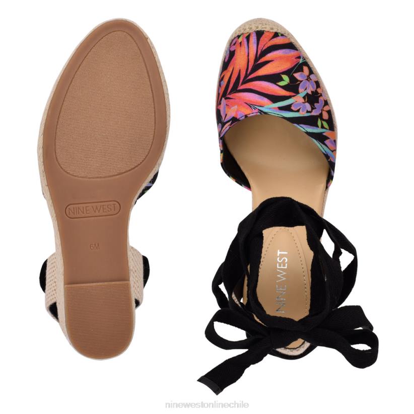 Nine West sandalias con cuña y alpargatas cruzadas en el tobillo 2Z2T844 tropical negro Nine West cartera negra