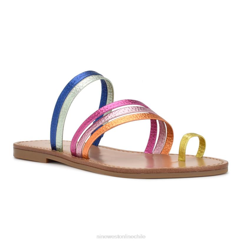 Nine West sandalias planas con tiras y anillo en el dedo Cins 2Z2T802 multimetálico Nine West cartera negra
