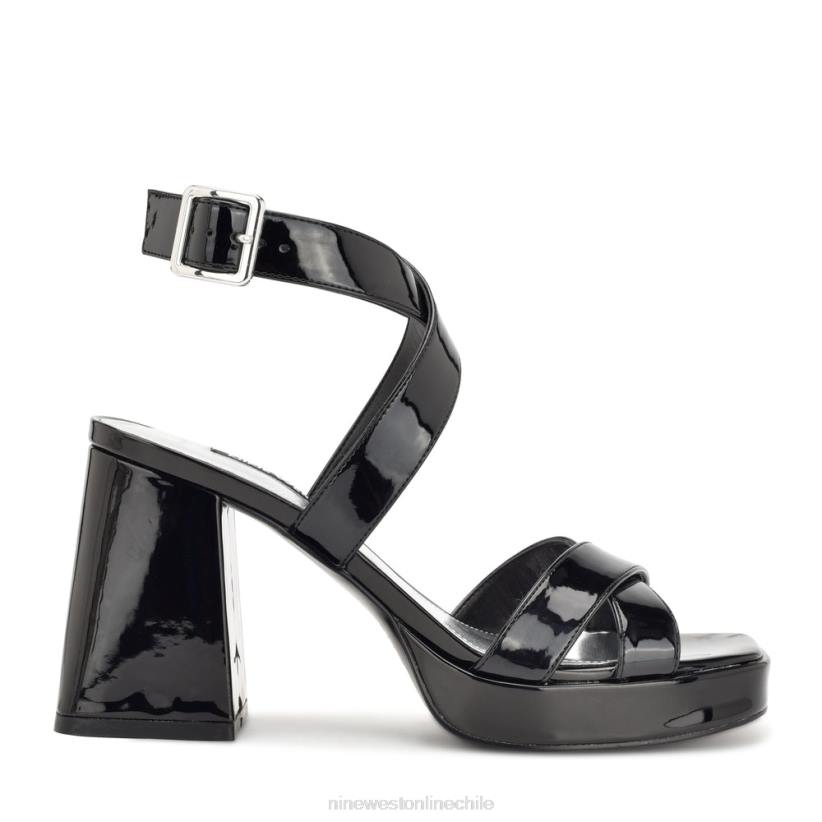 Nine West sandalias con plataforma y tira en el tobillo 2Z2T826 charol negro Nine West cartera negra Nine West sandalias con plataforma y tira en el tobillo 2Z2T826 charol negro Nine West cartera negra