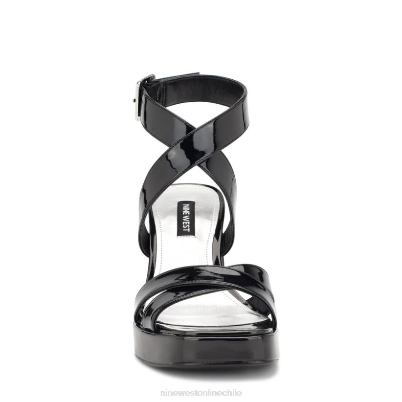 Nine West sandalias con plataforma y tira en el tobillo 2Z2T826 charol negro Nine West cartera negra