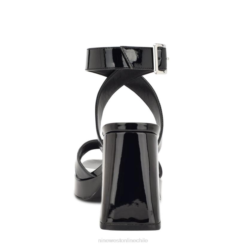 Nine West sandalias con plataforma y tira en el tobillo 2Z2T826 charol negro Nine West cartera negra
