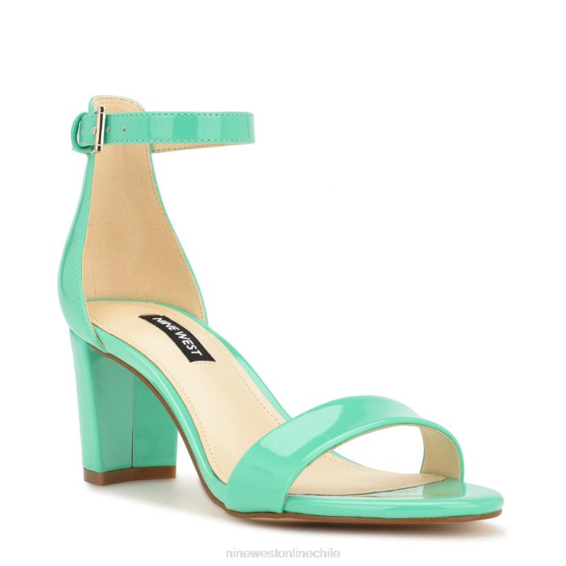Nine West sandalias Pruce con tira en el tobillo y tacón cuadrado 2Z2T180 patente verde menta neón Nine West sandals