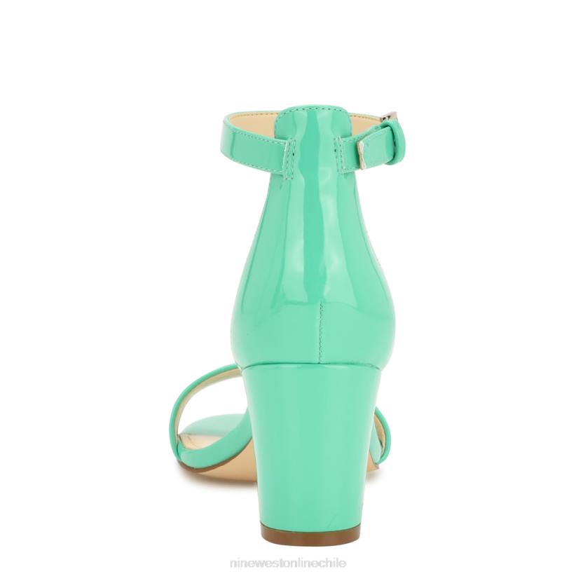 Nine West sandalias Pruce con tira en el tobillo y tacón cuadrado 2Z2T180 patente verde menta neón Nine West sandals