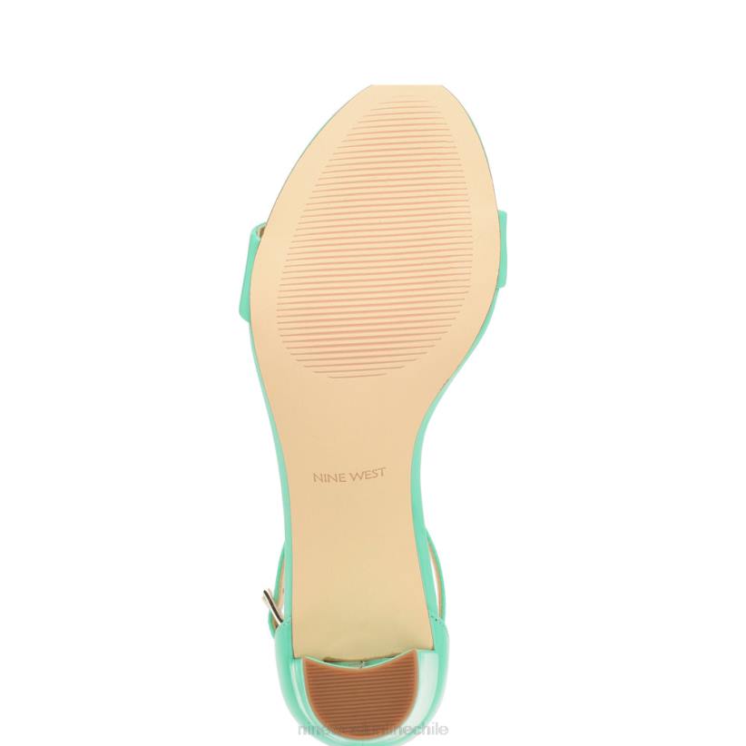 Nine West sandalias Pruce con tira en el tobillo y tacón cuadrado 2Z2T180 patente verde menta neón Nine West sandals