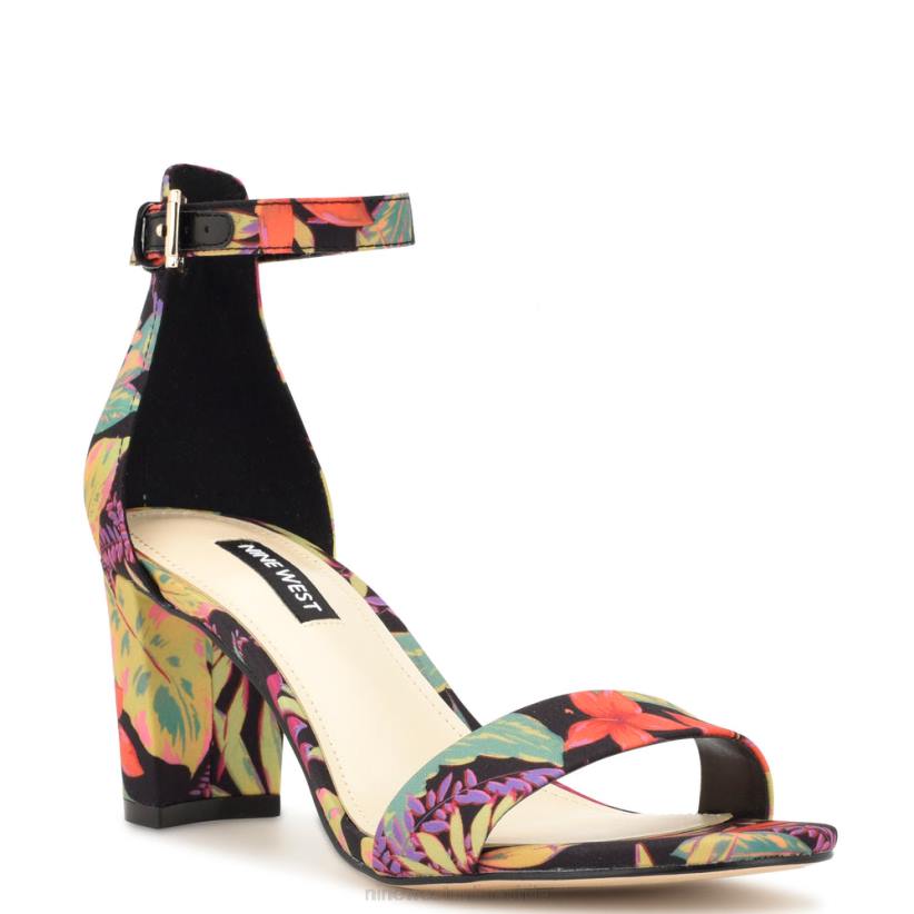 Nine West sandalias Pruce con tira en el tobillo y tacón cuadrado 2Z2T182 negro multifloral Nine West chile carteras