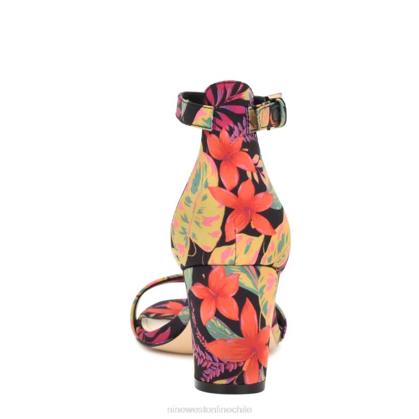 Nine West sandalias Pruce con tira en el tobillo y tacón cuadrado 2Z2T182 negro multifloral Nine West chile carteras