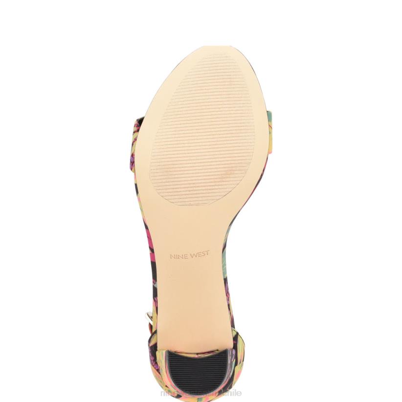 Nine West sandalias Pruce con tira en el tobillo y tacón cuadrado 2Z2T182 negro multifloral Nine West chile carteras