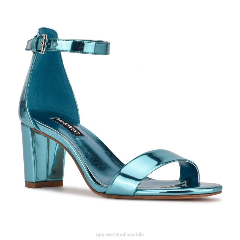 Nine West sandalias Pruce con tira en el tobillo y tacón cuadrado 2Z2T1929 espejo azul metalizado Nine West chile outlet