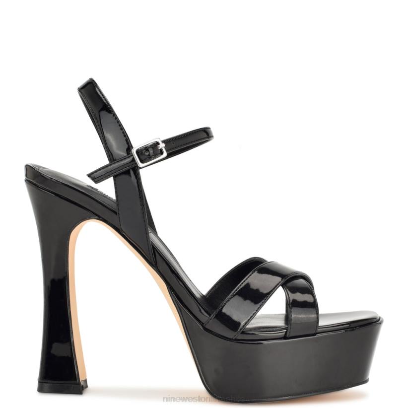 Nine West sandalias con plataforma iriv 2Z2T1756 charol negro Nine West cartera negra