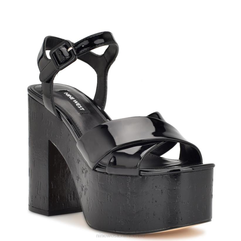 Nine West sandalias con plataforma rilay 2Z2T159 charol negro Nine West chile outlet