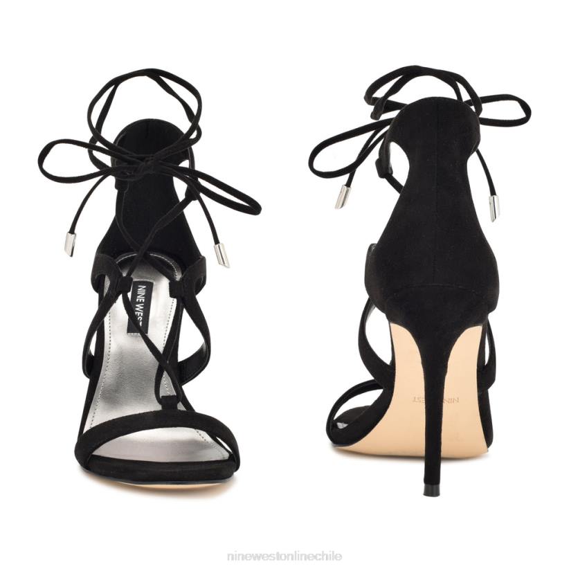 Nine West sandalias con tacón cruzado mindi 2Z2T372 ante negro Nine West sandals