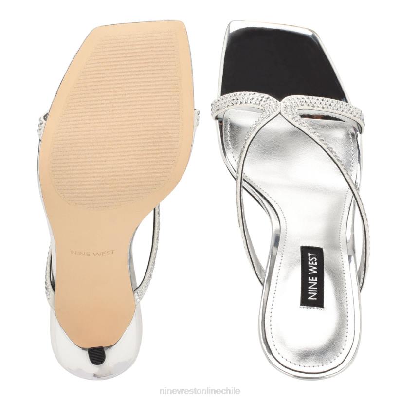 Nine West sandalias con tacón retorcido 2Z2T367 plata metalizada Nine West zapatillas chile