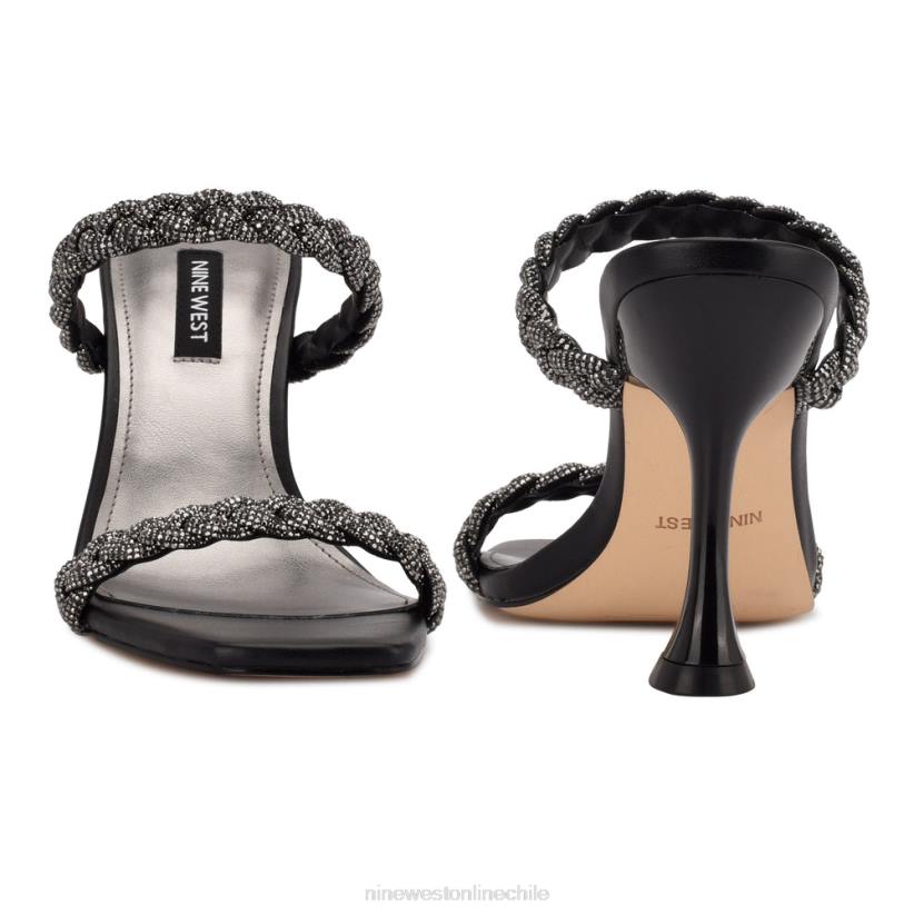 Nine West sandalias con tacón y cremallera 2Z2T388 cristal negro Nine West cartera negra