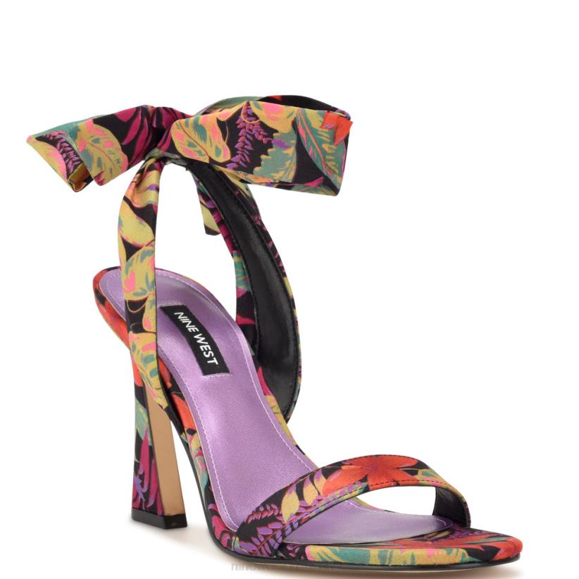 Nine West sandalias de tacón con diseño cruzado Kelsie 2Z2T184 floral multitropical negro Nine West cartera negra
