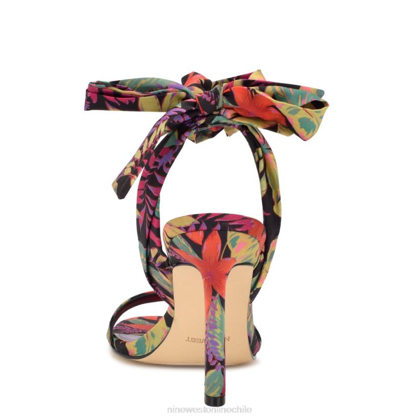 Nine West sandalias de tacón con diseño cruzado Kelsie 2Z2T184 floral multitropical negro Nine West cartera negra
