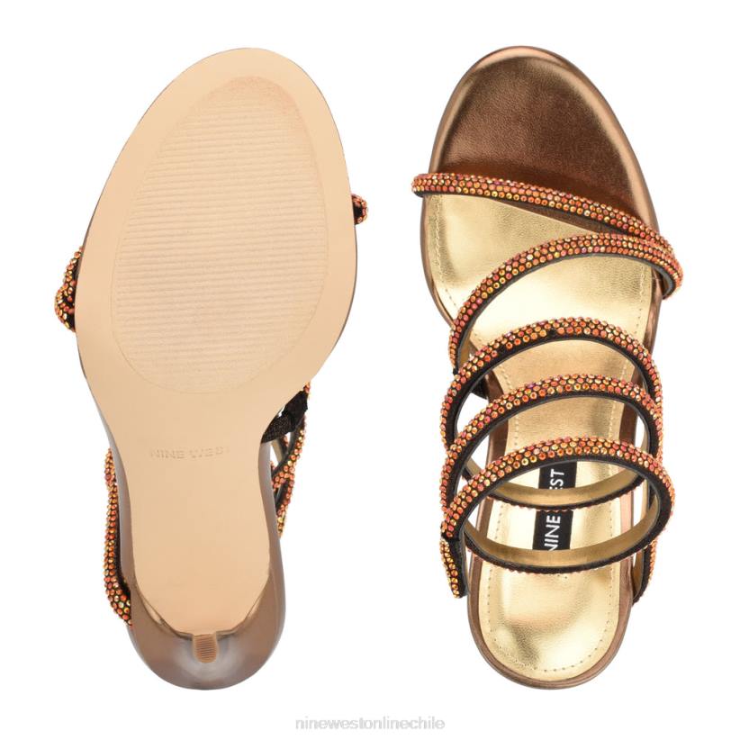 Nine West sandalias de tacón con diseño cruzado Maskil 2Z2T291 ante brillante dorado oscuro Nine West chile outlet