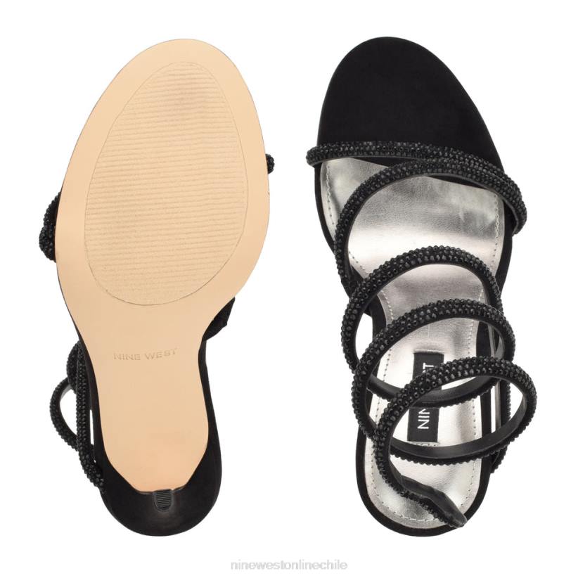 Nine West sandalias de tacón con diseño cruzado Maskil 2Z2T292 ante negro Nine West cartera negra