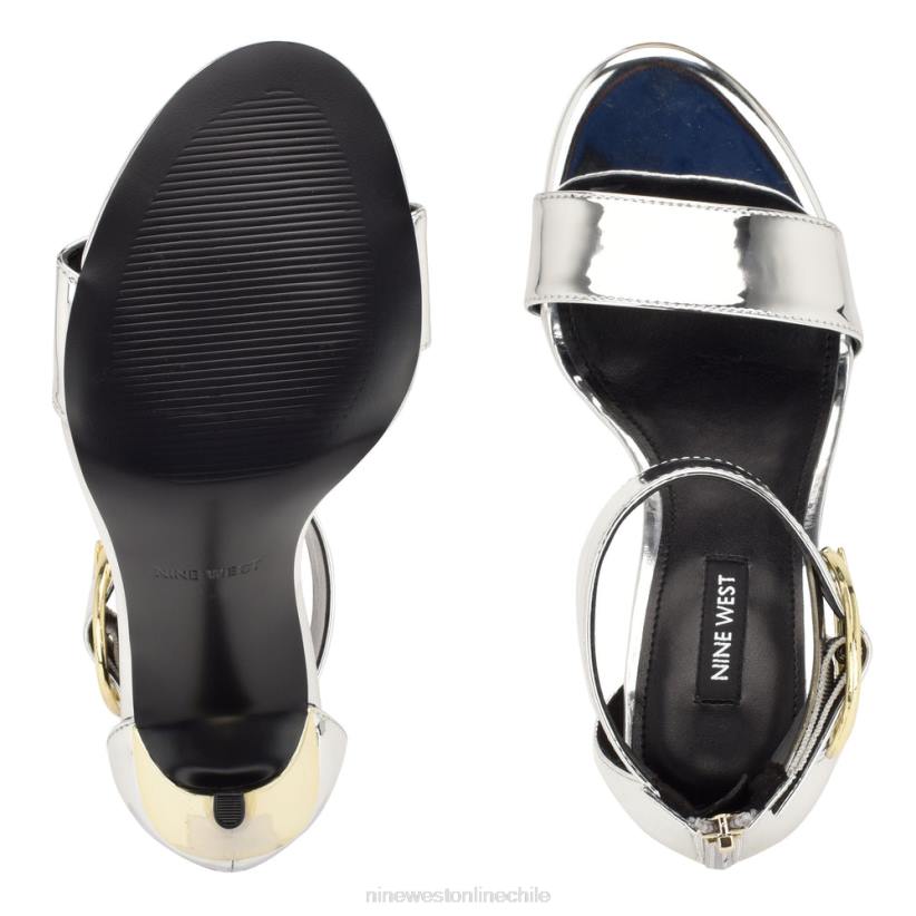 Nine West sandalias de tacón con tira en el tobillo 2Z2T1843 espejo plateado metalizado Nine West zapatillas chile