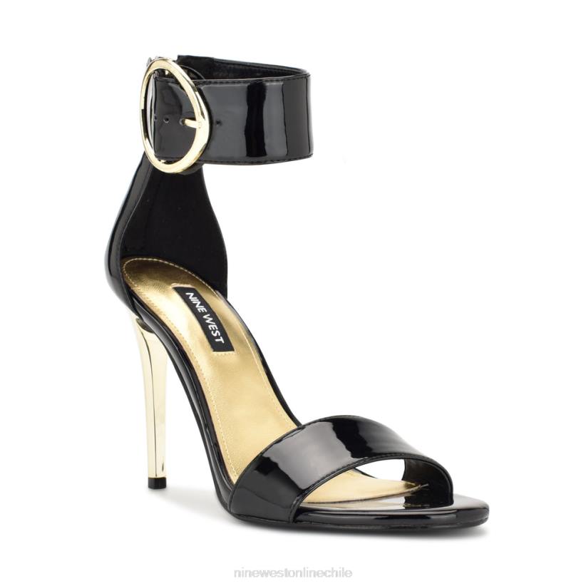 Nine West sandalias de tacón con tira en el tobillo 2Z2T1845 charol negro Nine West chile outlet