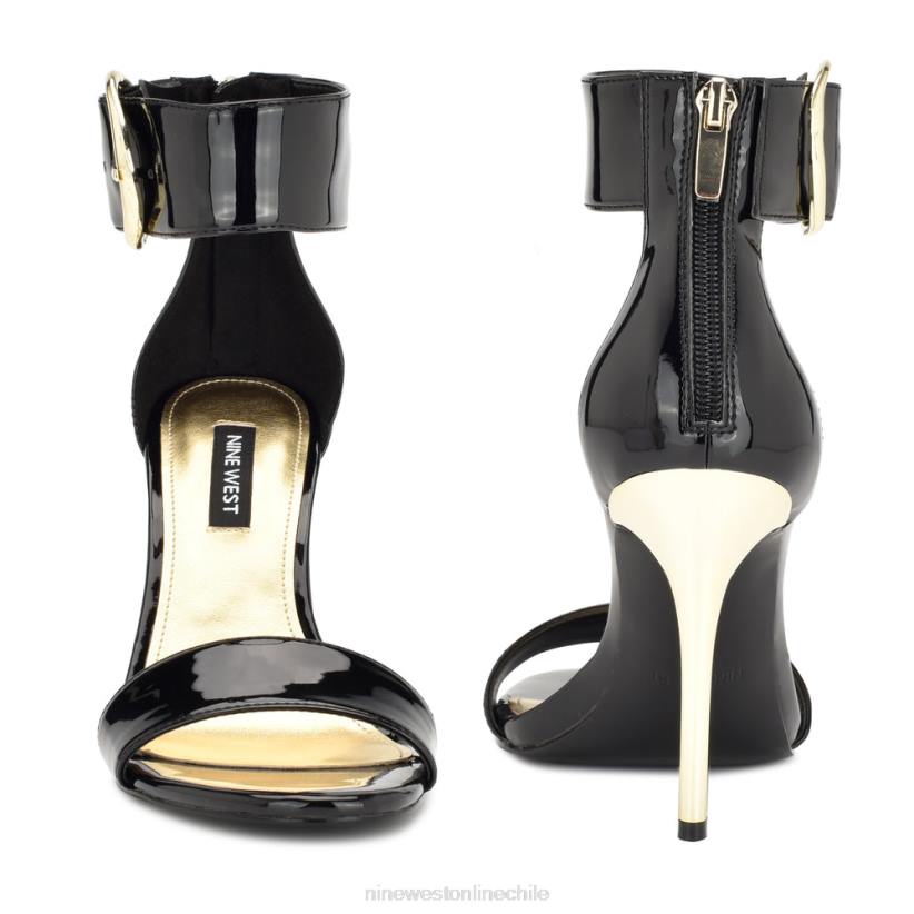 Nine West sandalias de tacón con tira en el tobillo 2Z2T1845 charol negro Nine West chile outlet
