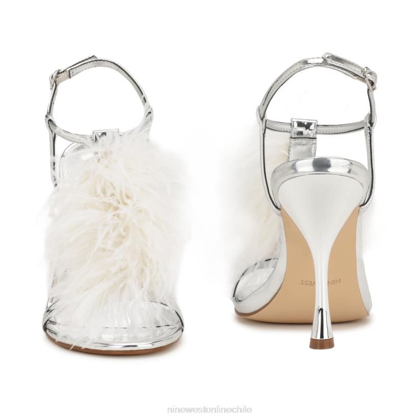 Nine West sandalias de tacón con tira en el tobillo 2Z2T285 plata/blanco Nine West chile outlet