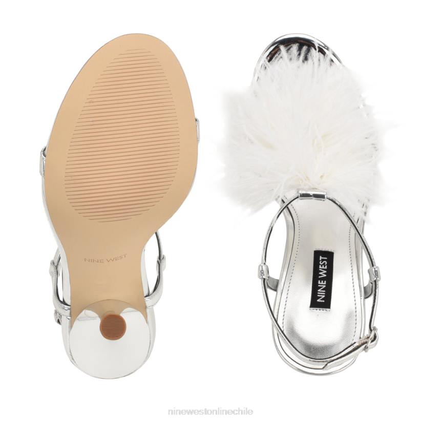 Nine West sandalias de tacón con tira en el tobillo 2Z2T285 plata/blanco Nine West chile outlet