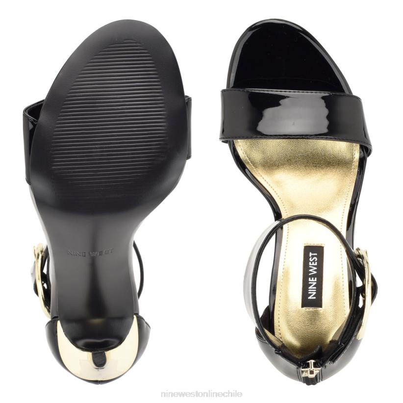 Nine West sandalias de tacón con tira en el tobillo 2Z2T441 charol negro Nine West chile outlet