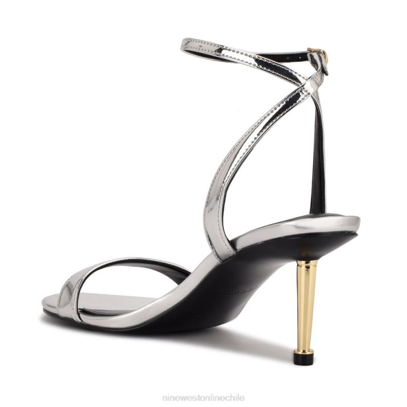 Nine West sandalias de tacón con tira en el tobillo anny 2Z2T1864 espejo plateado metalizado Nine West cartera negra
