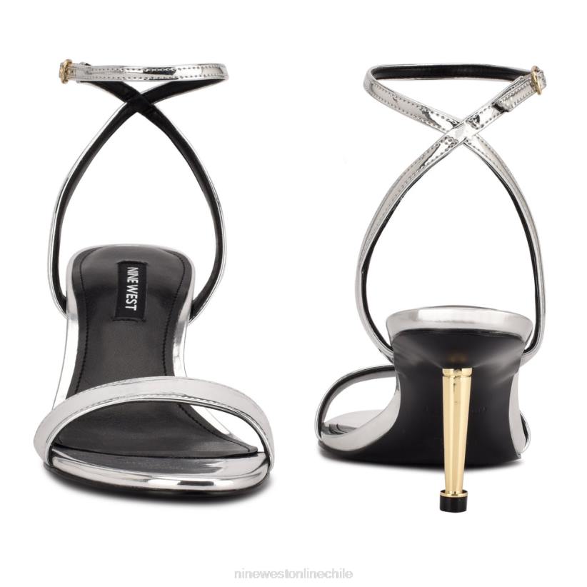 Nine West sandalias de tacón con tira en el tobillo anny 2Z2T1864 espejo plateado metalizado Nine West cartera negra