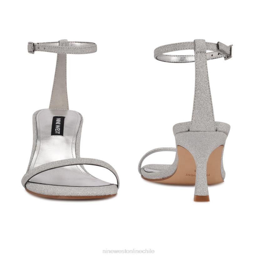 Nine West sandalias de tacón maduras 2Z2T593 brillo plateado Nine West shoes