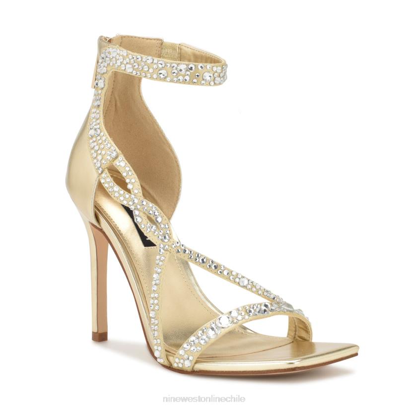 Nine West sandalias de tacón talla 2Z2T365 cristal satinado dorado Nine West shoes