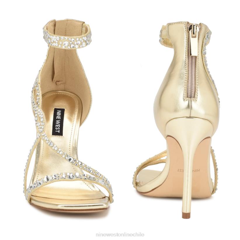 Nine West sandalias de tacón talla 2Z2T365 cristal satinado dorado Nine West shoes