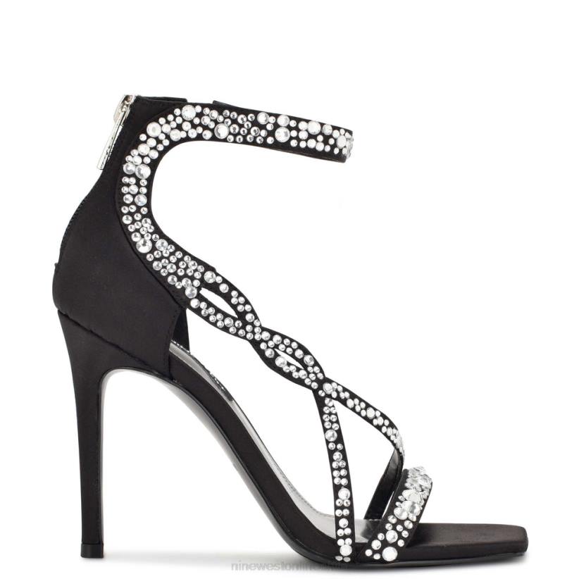 Nine West sandalias de tacón talla 2Z2T366 cristal satinado negro Nine West sandals