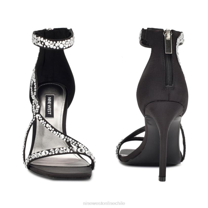 Nine West sandalias de tacón talla 2Z2T366 cristal satinado negro Nine West sandals