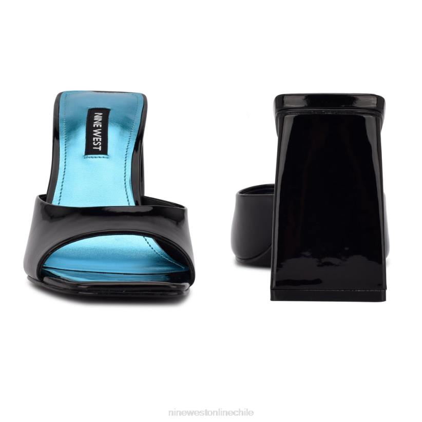 Nine West sandalias de tacón yougo 2Z2T496 charol negro Nine West cartera negra