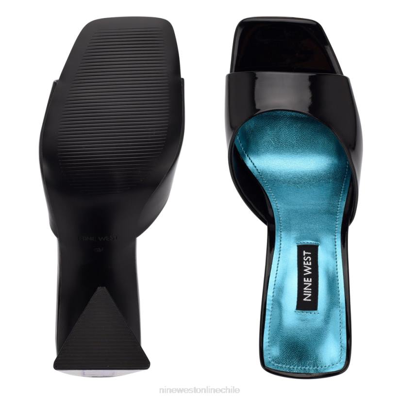 Nine West sandalias de tacón yougo 2Z2T496 charol negro Nine West cartera negra