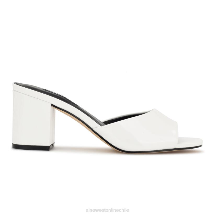 Nine West sandalias ferris con tacón cuadrado 2Z2T1727 patente blanca Nine West shoes