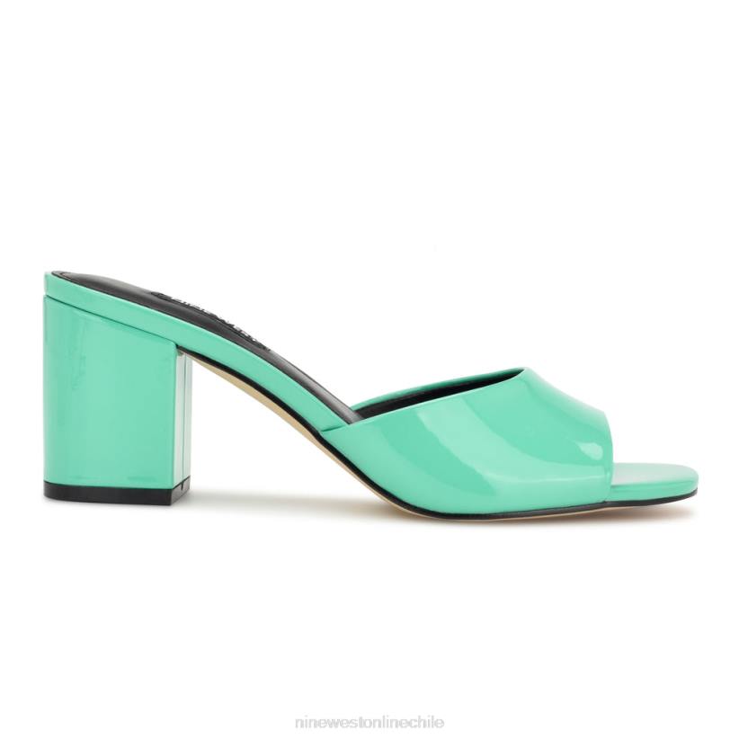 Nine West sandalias ferris con tacón cuadrado 2Z2T204 patente verde menta neón Nine West sandals
