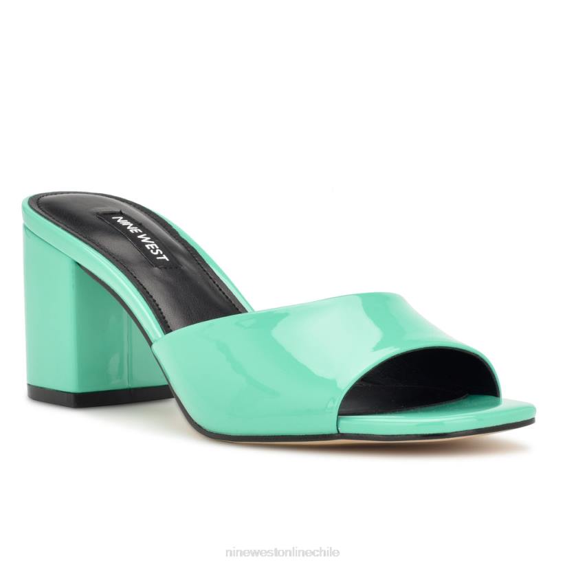 Nine West sandalias ferris con tacón cuadrado 2Z2T204 patente verde menta neón Nine West sandals