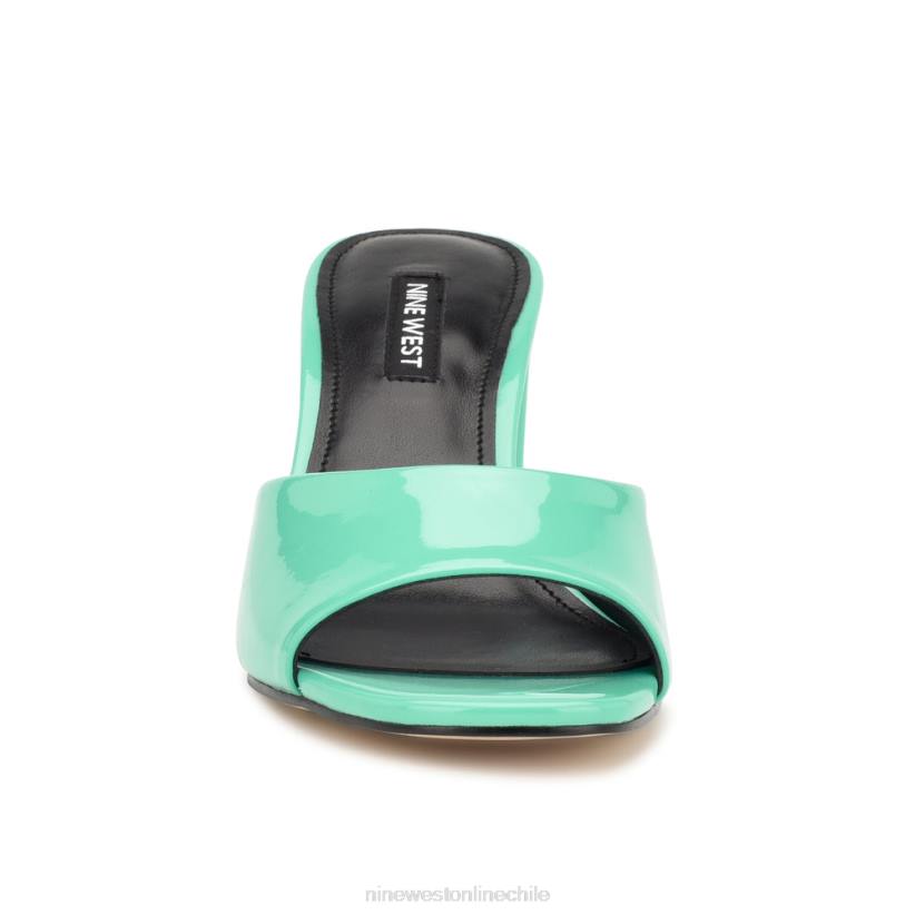 Nine West sandalias ferris con tacón cuadrado 2Z2T204 patente verde menta neón Nine West sandals