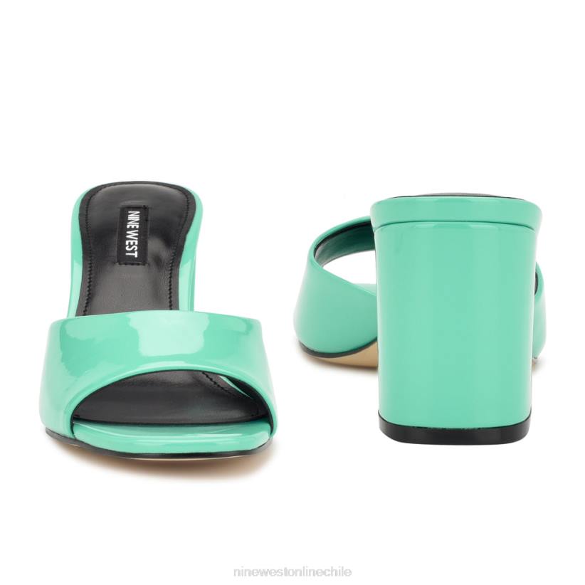 Nine West sandalias ferris con tacón cuadrado 2Z2T204 patente verde menta neón Nine West sandals