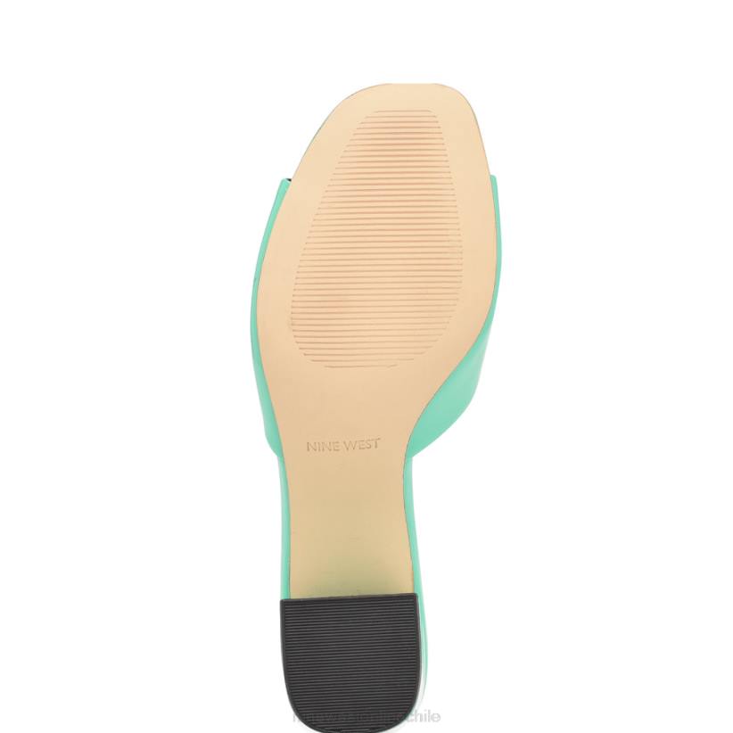 Nine West sandalias ferris con tacón cuadrado 2Z2T204 patente verde menta neón Nine West sandals