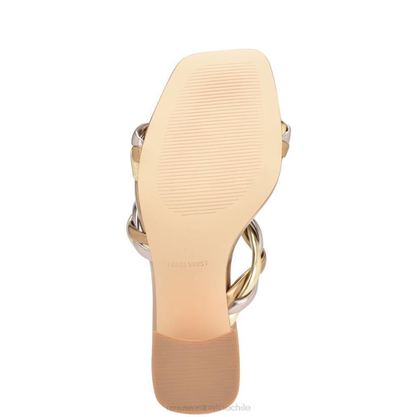 Nine West sandalias garita con tacón cuadrado 2Z2T226 oro múltiple Nine West cartera negra