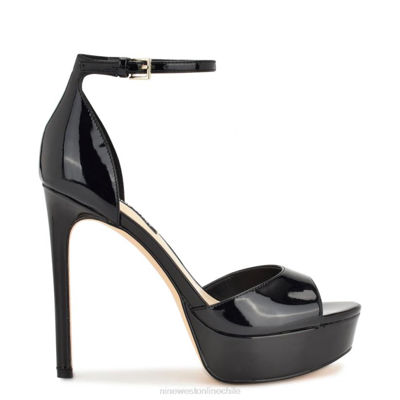 Nine West sandalias grilo con plataforma y correa en el tobillo 2Z2T189 charol negro Nine West chile outlet