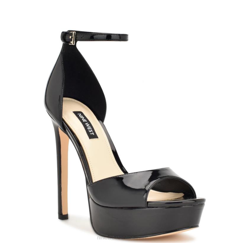 Nine West sandalias grilo con plataforma y correa en el tobillo 2Z2T189 charol negro Nine West chile outlet