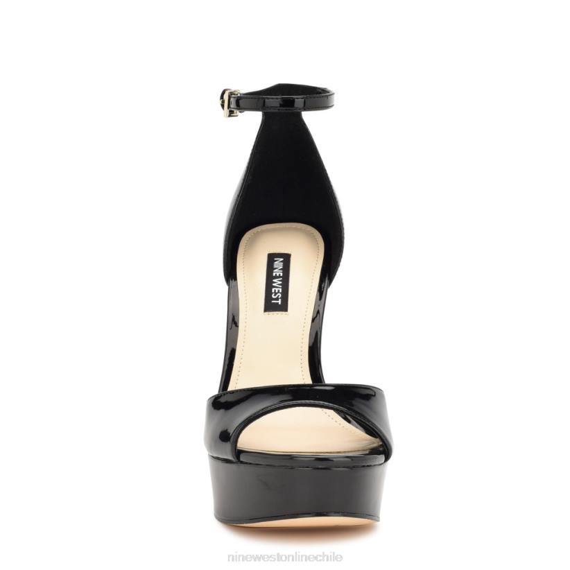 Nine West sandalias grilo con plataforma y correa en el tobillo 2Z2T189 charol negro Nine West chile outlet