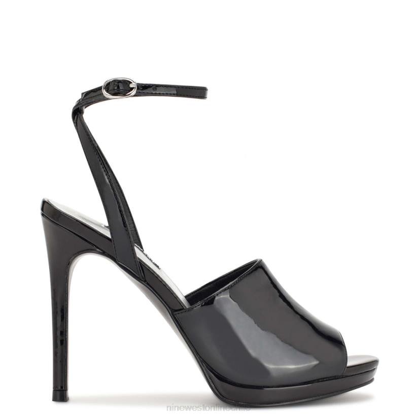 Nine West sandalias limbery con tira en el tobillo 2Z2T1779 charol negro Nine West chile outlet