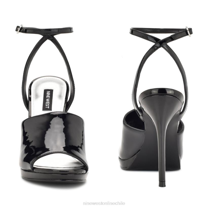 Nine West sandalias limbery con tira en el tobillo 2Z2T1779 charol negro Nine West chile outlet